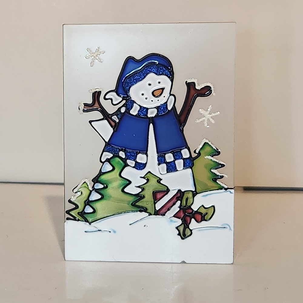 Christmas Snowman votive or candle holder